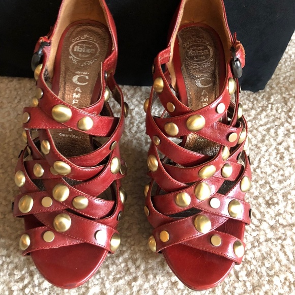 Jeffrey Campbell Ibiza Siz 8.5 Strappy Heels - Red - Picture 2 of 7
